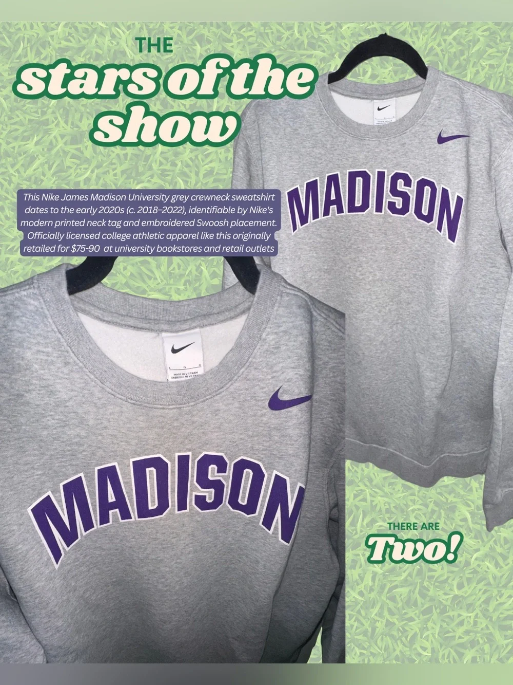 Nike Grey Crewneck Sweatshirt with Purple MADISON Lettering (unisex)